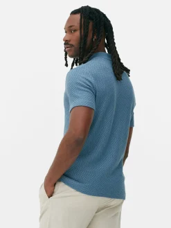 Hauts Et T-Shirts|Primark Polo En Maille Texturée Kem Bleu