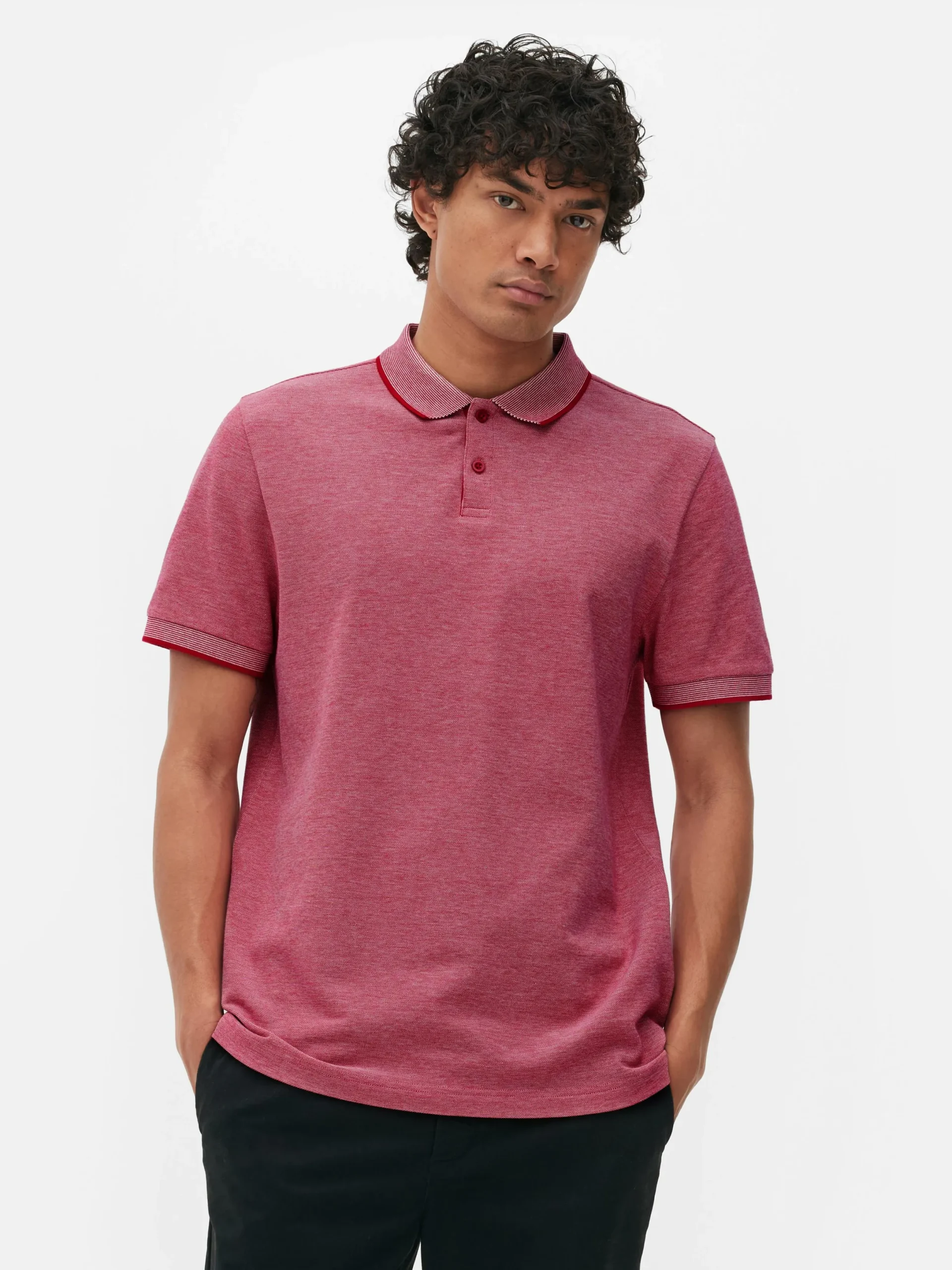 Hauts Et T-Shirts|Primark Polo Tissé Birdseye Rouge