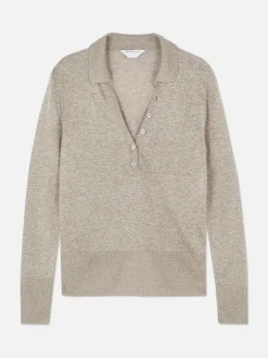 Pulls Et Gilets|Primark Polo Tricoté à Manches Longues The Edit Taupe