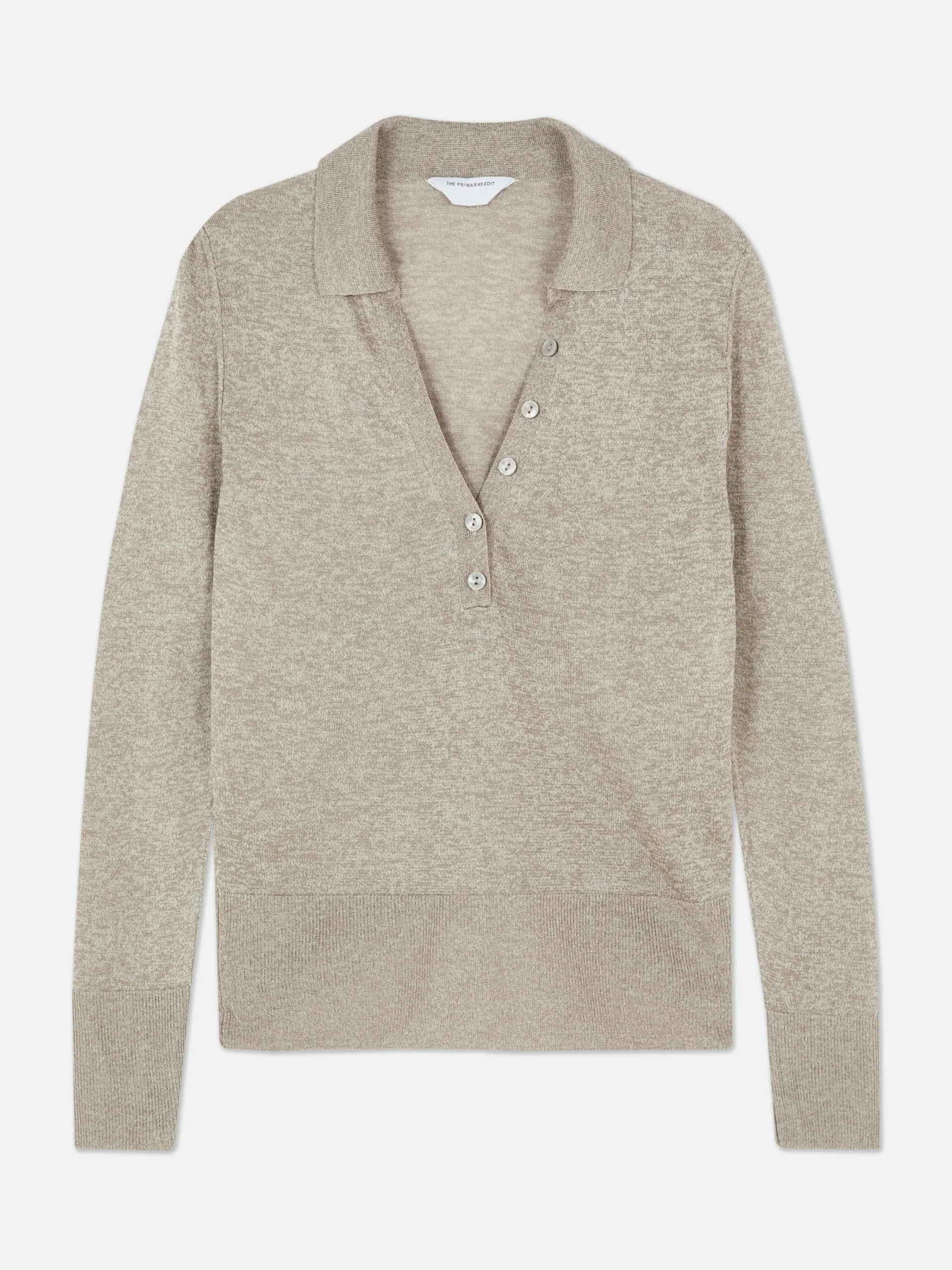 Pulls Et Gilets|Primark Polo Tricoté à Manches Longues The Edit Taupe