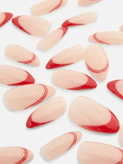 Faux Ongles|Primark PS... Faux Ongles à Pointe Brillante Contrastée Rouge
