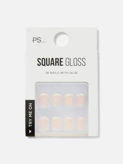 Faux Ongles|Primark PS... Faux Ongles Brillants à Pointe Carrée Nude