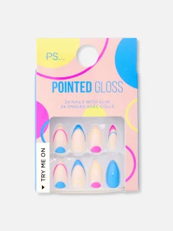 Faux Ongles|Primark PS... Faux Ongles Brillants Pointus à Motifs Abstraits Multicolore