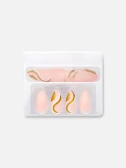 Faux Ongles|Primark PS... Faux Ongles Pointus Brillants Tourbillon Doré