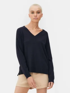 Pulls Et Gilets|Primark Pull à Col En V Essential Bleu marine