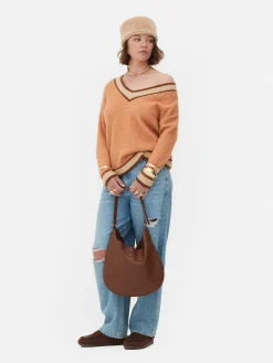 Pulls Et Gilets|Primark Pull à Col En V Style Vintage Rita Ora Pêche