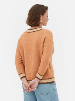 Pulls Et Gilets|Primark Pull à Col En V Style Vintage Rita Ora Pêche