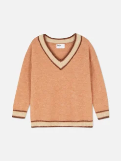 Pulls Et Gilets|Primark Pull à Col En V Style Vintage Rita Ora Pêche