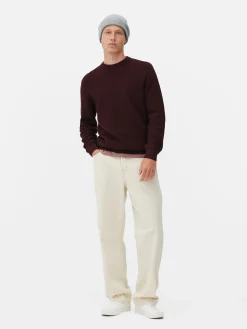 Pulls Et Gilets|Primark Pull à Col Ras-du-cou En Point De Panier Tressé Bordeaux