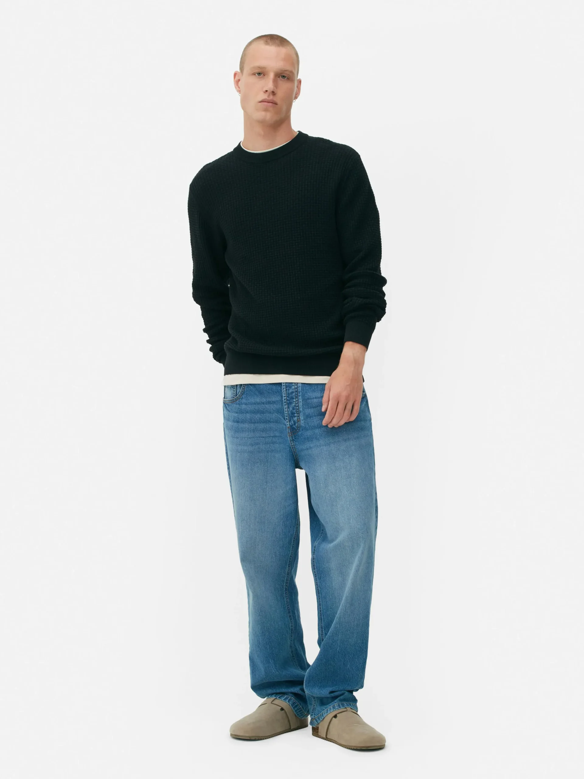 Pulls Et Gilets|Primark Pull à Col Ras-du-cou En Point De Panier Tressé Noir