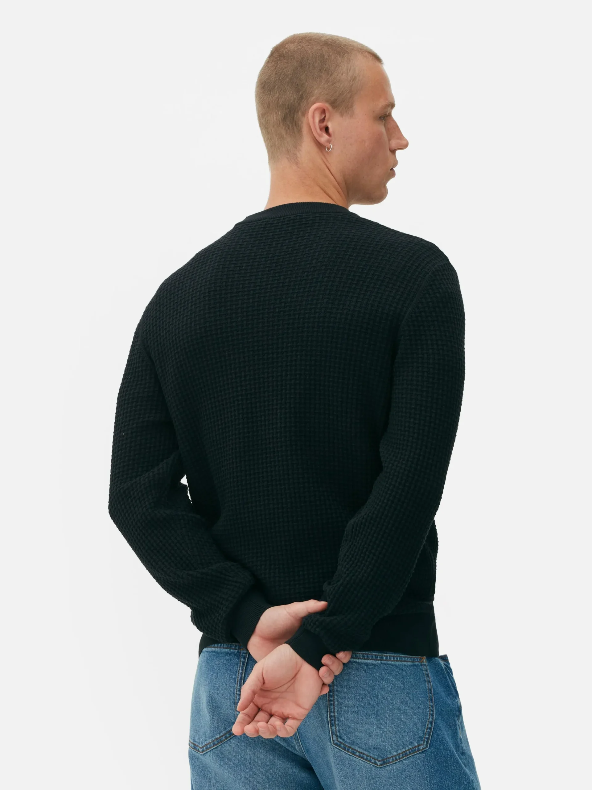 Pulls Et Gilets|Primark Pull à Col Ras-du-cou En Point De Panier Tressé Noir