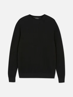 Pulls Et Gilets|Primark Pull à Col Ras-du-cou En Point De Panier Tressé Noir