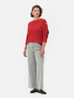 Pulls Et Gilets|Primark Pull à Col Ras-du-cou Et à Boutons Rouge