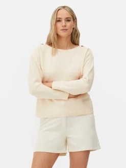 Pulls Et Gilets|Primark Pull à Encolure Bateau Et à épaules Boutonnées Ivoire