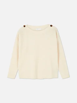 Pulls Et Gilets|Primark Pull à Encolure Bateau Et à épaules Boutonnées Ivoire