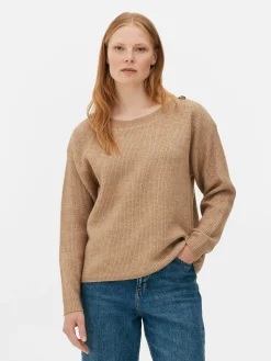 Pulls Et Gilets|Primark Pull à Encolure Bateau Et à épaules Boutonnées Taupe