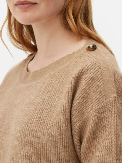 Pulls Et Gilets|Primark Pull à Encolure Bateau Et à épaules Boutonnées Taupe