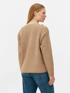 Pulls Et Gilets|Primark Pull à Encolure Bateau Et à épaules Boutonnées Taupe