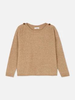 Pulls Et Gilets|Primark Pull à Encolure Bateau Et à épaules Boutonnées Taupe