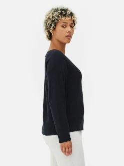 Pulls Et Gilets|Primark Pull à Manches Longues Et Col Bateau Bleu marine