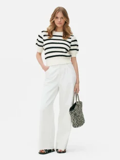 Pulls Et Gilets|Primark Pull à Rayures Et Manches Bouffantes Ivoire