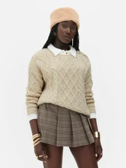 Pulls Et Gilets|Primark Pull Boutonné En Maille Torsadée Rita Ora Beige