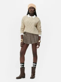 Pulls Et Gilets|Primark Pull Boutonné En Maille Torsadée Rita Ora Beige