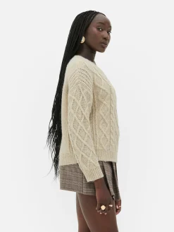 Pulls Et Gilets|Primark Pull Boutonné En Maille Torsadée Rita Ora Beige