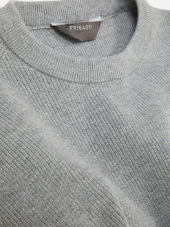Pulls Et Gilets|Primark Pull Côtelé à Col Ras-du-cou Gris