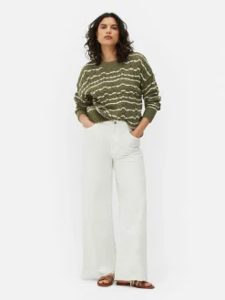 Pulls Et Gilets|Primark Pull En Maille Ajourée à Col Ras-du-cou Kaki