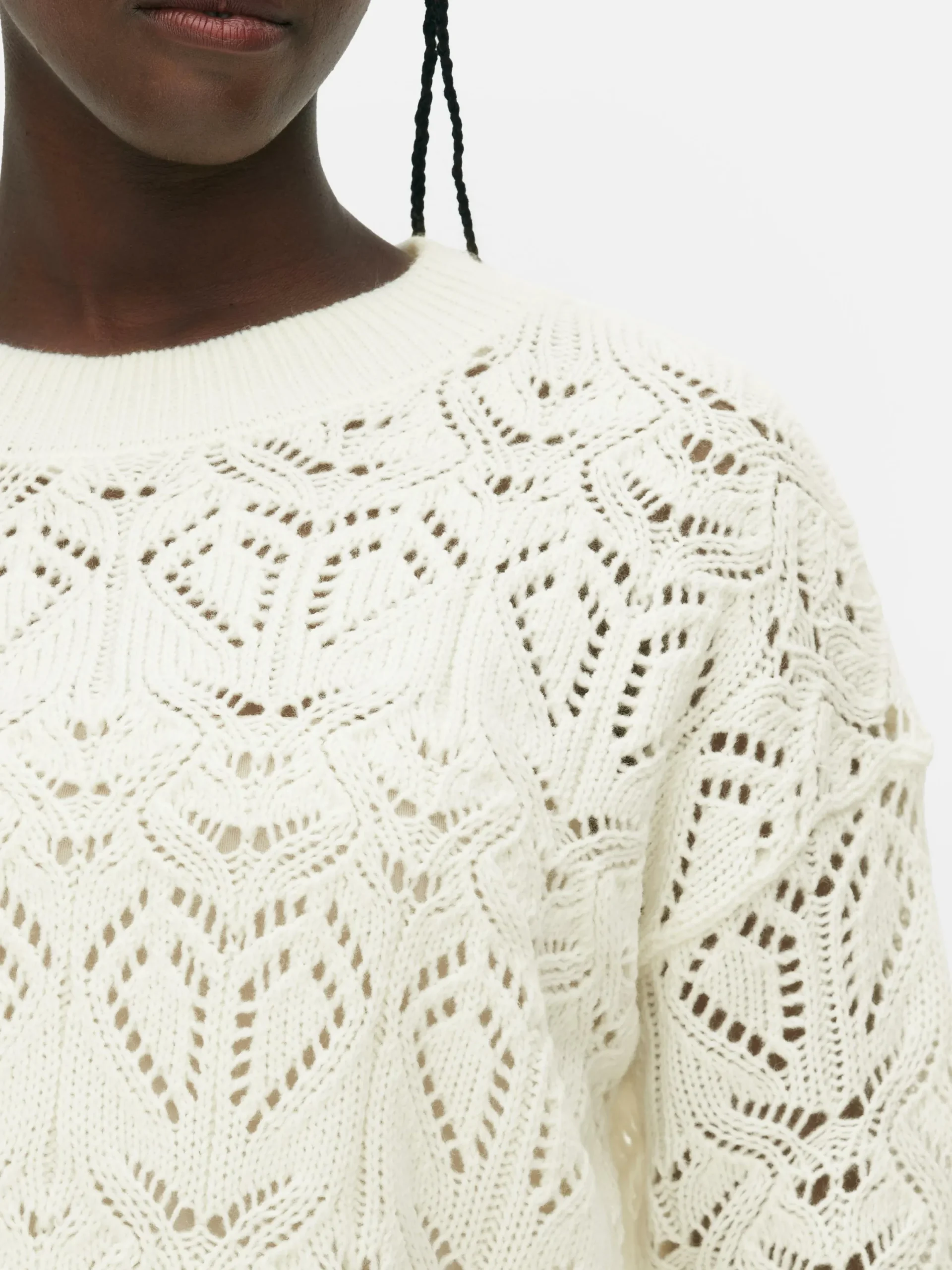 Pulls Et Gilets|Primark Pull En Maille Ajourée à Col Ras-du-cou Ivoire