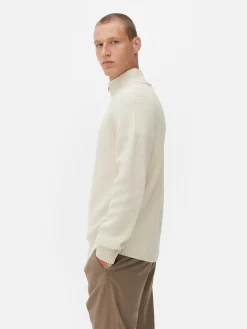 Pulls Et Gilets|Primark Pull En Maille Côtelée à Col Zippé Écru