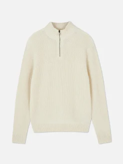 Pulls Et Gilets|Primark Pull En Maille Côtelée à Col Zippé Écru