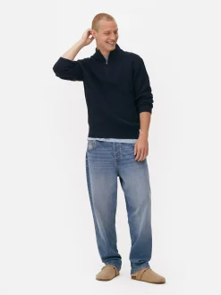 Pulls Et Gilets|Primark Pull En Maille Côtelée à Col Zippé Bleu marine