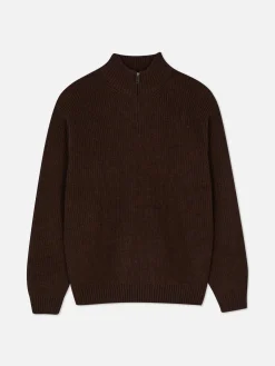 Pulls Et Gilets|Primark Pull En Maille Côtelée à Col Zippé Marron