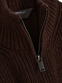 Pulls Et Gilets|Primark Pull En Maille Côtelée à Col Zippé Marron