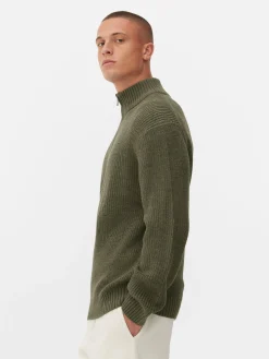 Pulls Et Gilets|Primark Pull En Maille Côtelée à Col Zippé Vert