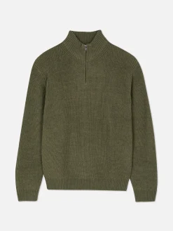 Pulls Et Gilets|Primark Pull En Maille Côtelée à Col Zippé Vert