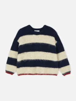 Pulls Et Gilets|Primark Pull En Maille Duveteuse à Rayures Rita Ora Bleu marine