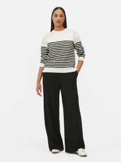 Pulls Et Gilets|Primark Pull En Maille Fine à Col Ras-du-cou Blanc/Noir