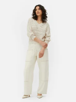 Pulls Et Gilets|Primark Pull En Maille Pointelle à Col En V Beige