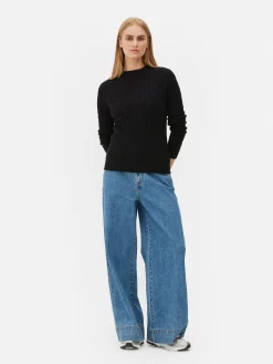 Pulls Et Gilets|Primark Pull En Maille Torsadée à Col Montant Noir