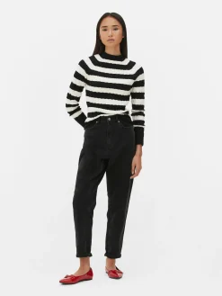 Pulls Et Gilets|Primark Pull En Maille Torsadée à Col Montant Noir/Blanc