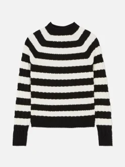 Pulls Et Gilets|Primark Pull En Maille Torsadée à Col Montant Noir/Blanc