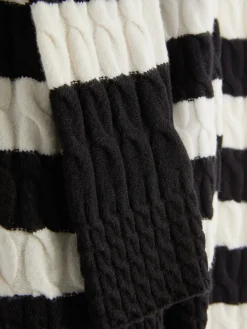 Pulls Et Gilets|Primark Pull En Maille Torsadée à Col Montant Noir/Blanc