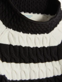 Pulls Et Gilets|Primark Pull En Maille Torsadée à Col Montant Noir/Blanc