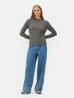 Pulls Et Gilets|Primark Pull En Maille Torsadée à Col Montant Gris foncé