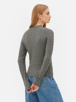 Pulls Et Gilets|Primark Pull En Maille Torsadée à Col Montant Gris foncé