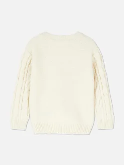 Pulls Et Gilets|Primark Pull En Maille Torsadée à Fleurs Brodées Crème