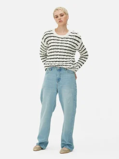 Pulls Et Gilets|Primark Pull En Maille Torsadée à Rayures Blanc/Noir